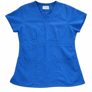 Blue Scrub Top with Pockets-Womens Sz L